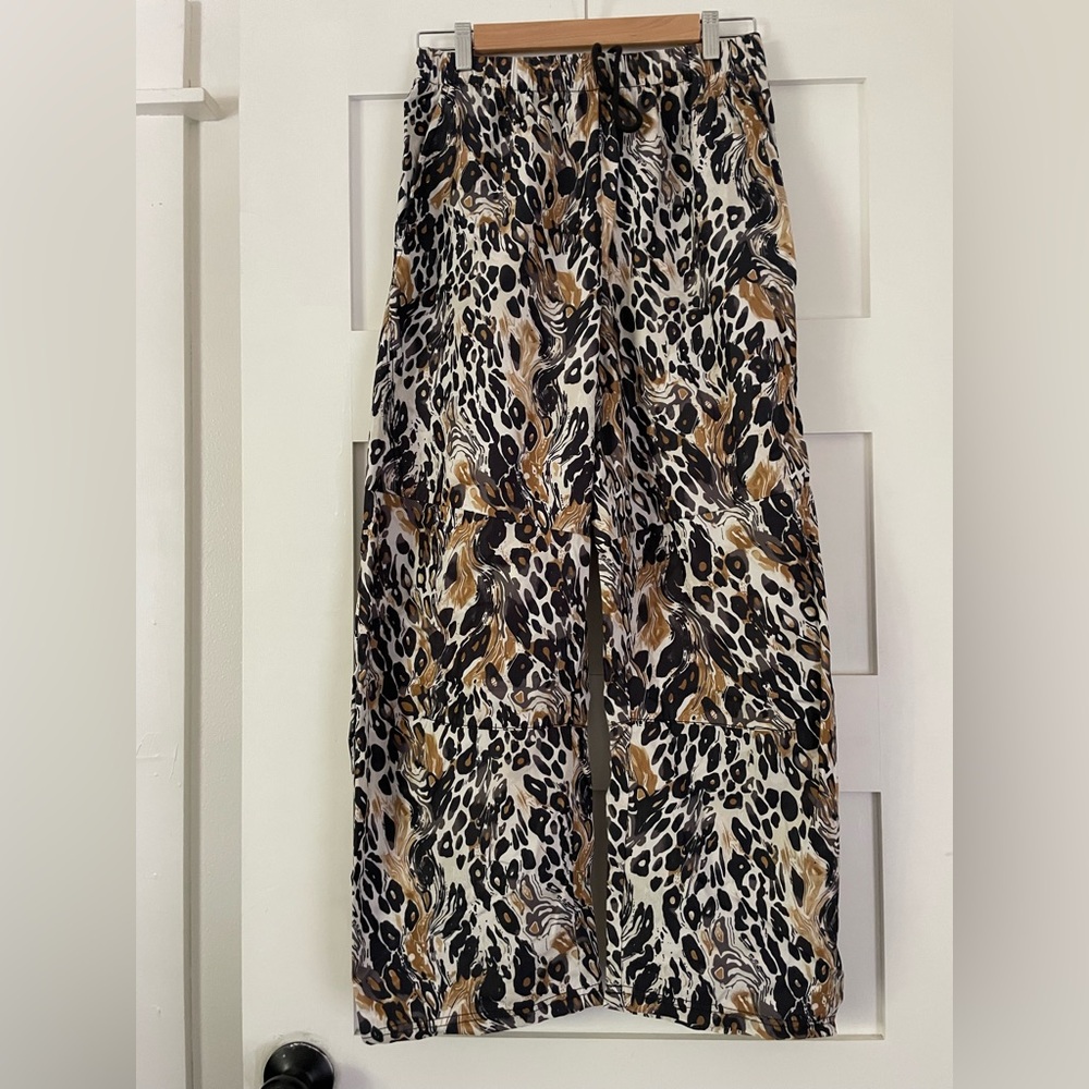 Free People Game Day Printed Pants Faded Leopard Size S NWT